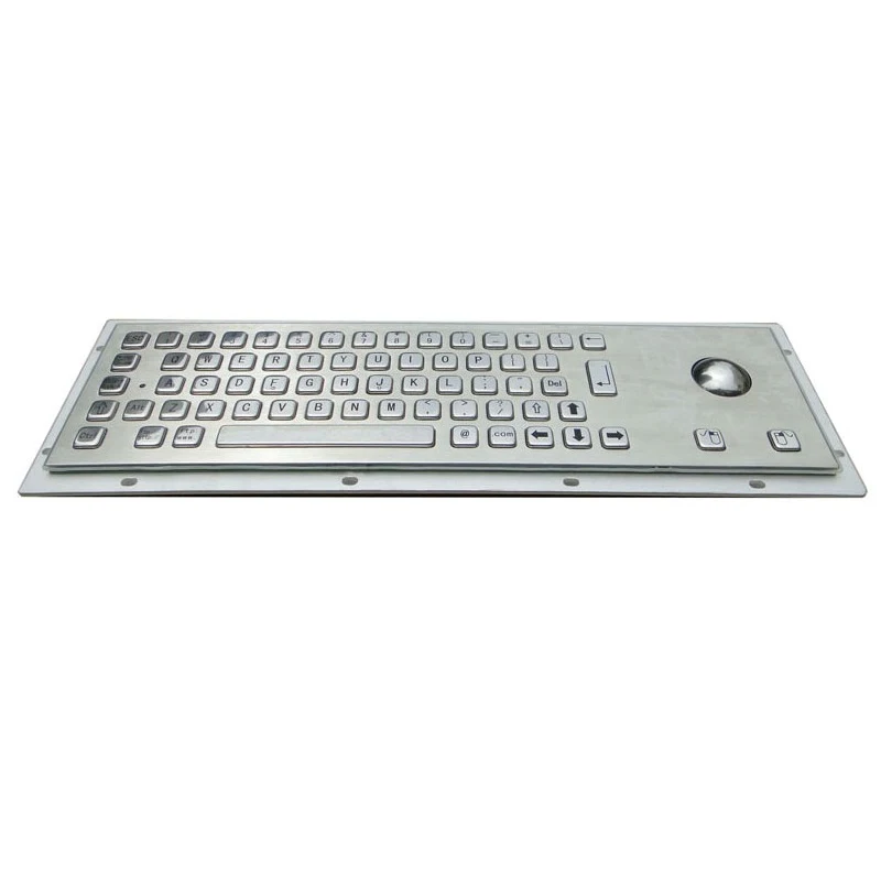 Panelmount Rugged Industrial Metal Stainless Steel IP65 Keyboard with Optical Tackball Mouse