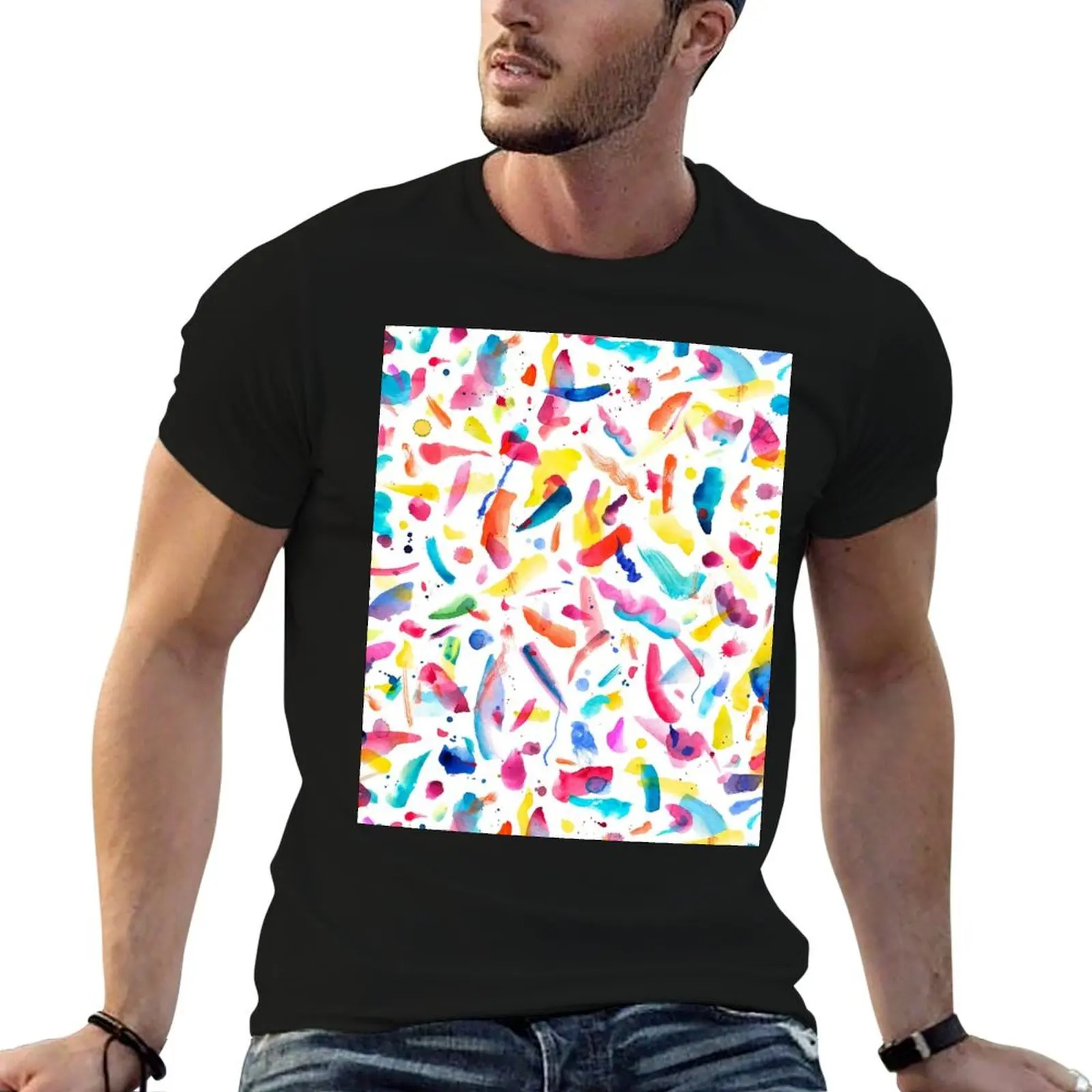 

Summer Abstract Color Splashes T-Shirt t shirt man casual man graphic t shirt t shirt men 100% cotton luxury brand T-shirt