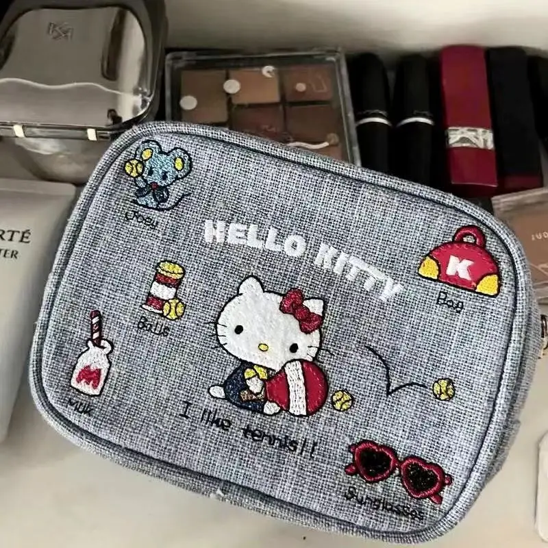 Hello Kitty Kawaii Mini Cosmetic Bag Anime Sanrio Ladies Beauty Bag Women Outdoor Portable Large Capacity Storage Bags Girl Gift