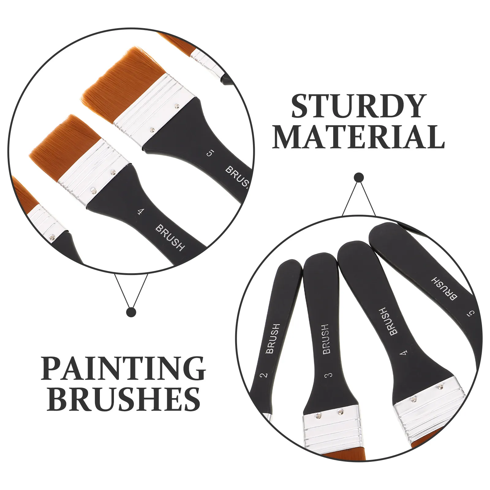 5Pcs Flat Paddle Brushes Natural Wood Handle Nylon Bristles Artist Acrylic Oil Watercolor Painting Brush Set Canvas Gesso