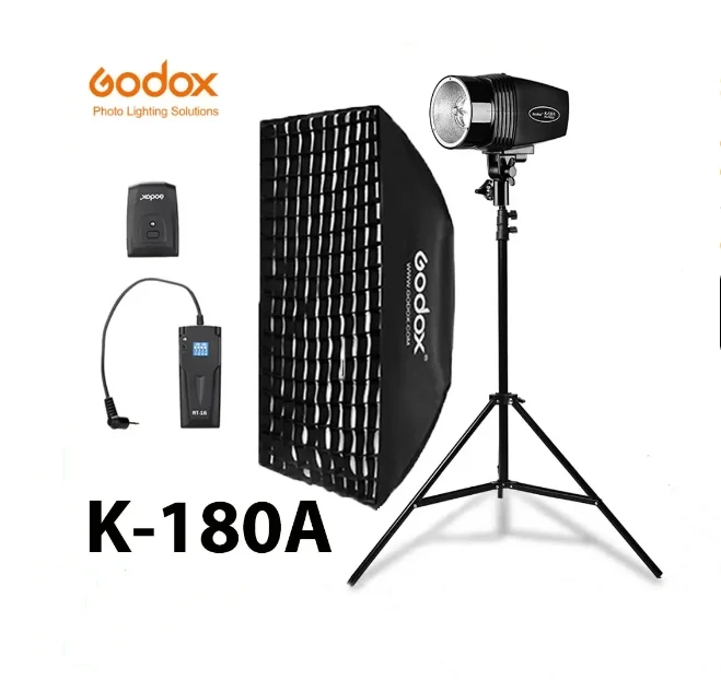 Godox K-180A 180Ws Photography Studio Flash Strobe Light + 50 x 70cm Gird Softbox + 180cm Light Stand + RT-16 Trigger Flash Kit