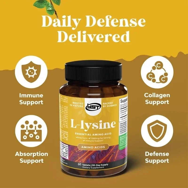 شكل L-Lysine Free - مكملات L-Lysine عالية القوة لصحة العين والعناية بالشفاه وتوليف الكولاجين ودعم المناعة