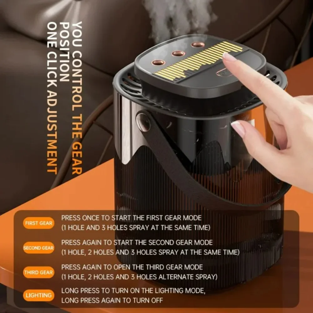 

Creative Humidifier Household Atomizer 3L Large Capacity Three Jet USB Silent Desktop Bedroom Dormitory Office Night Light