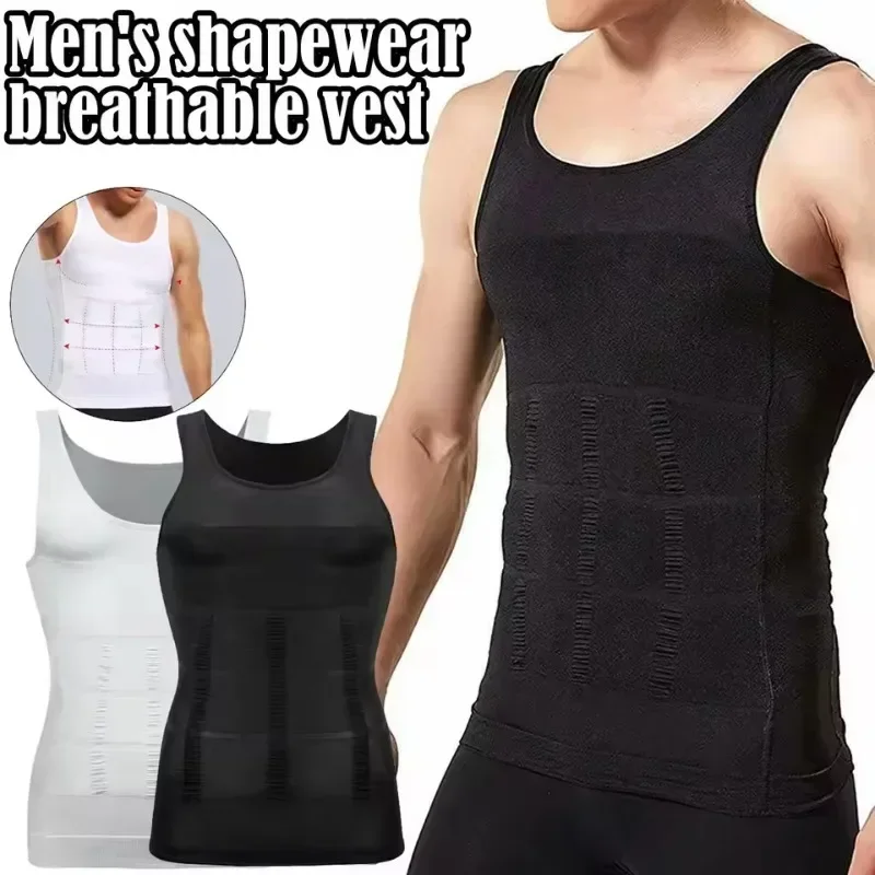 Men's Compression Body Shaper Tank Top, Slimming Vest Abs Abdomen Slim Gym Workout Tummy Control Compression Tank Top Shapewear