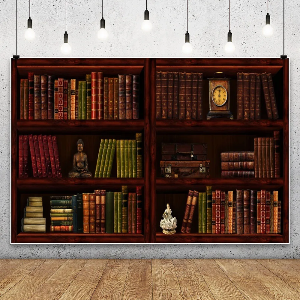 

Vintage Bookshelf Books Backdrop Library Room Back to School Kids Birthday Party Photography Backdrop Decor Banner Photo Props