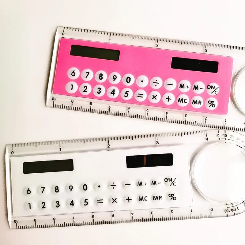 10 cm régua calculadora cartão solar mini cálculo estudante aritmética multifuncional calculadora suporte de computador atacado