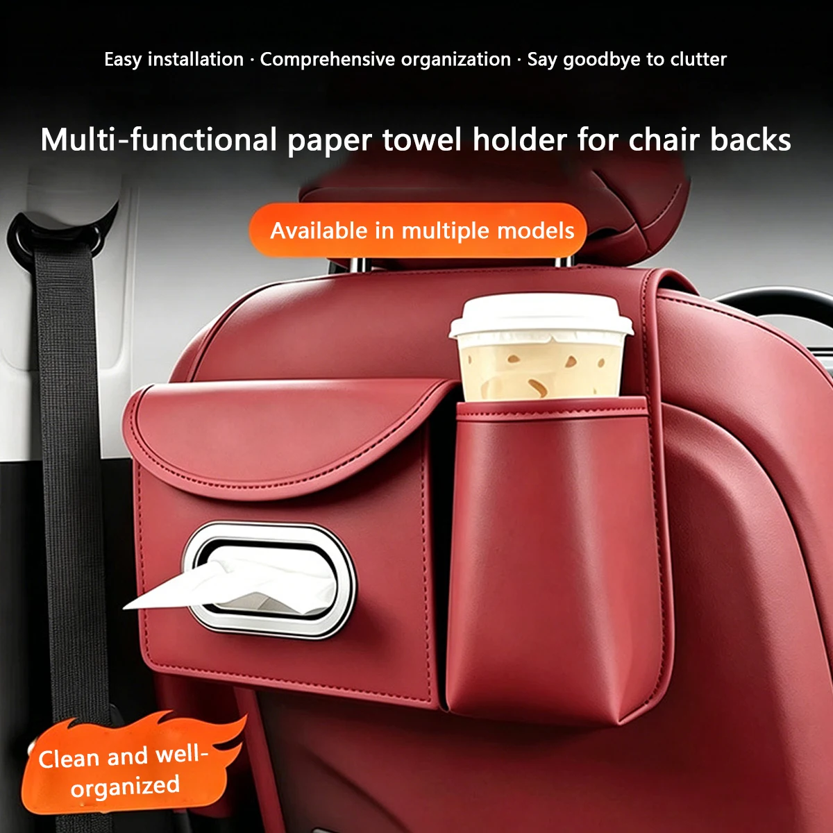 1pc car seat back multifunctional storage bag, portable installation, suitable for tissue boxes, car storage bag, hanging bag, c