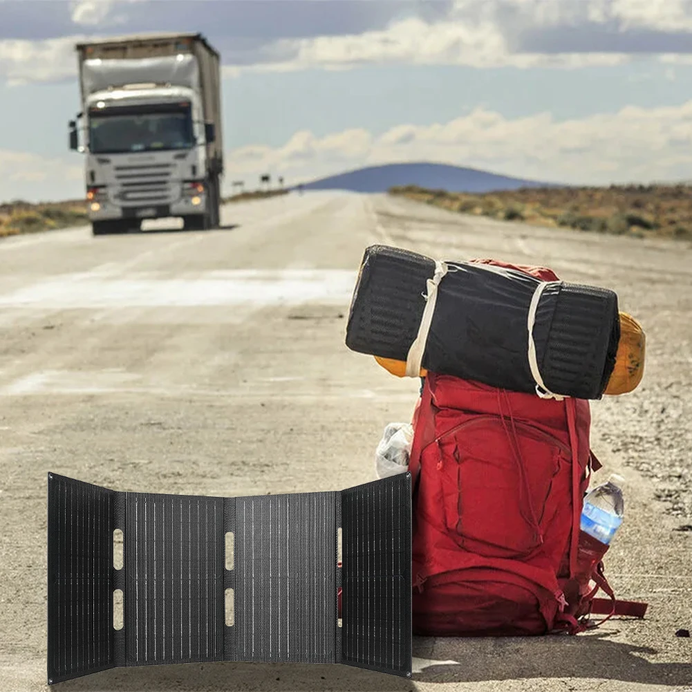 

60W Folding Solar Panel with Type-c/USB/DC Ports Foldable Solar Charger IP65 Waterproof Monocrystalline Solar Charger for Phones