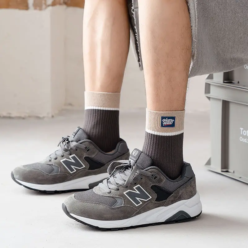 10/20/40Pairs Men's Athletic Socks Set Breathable Mid-Crew with Letter Designs for Sports Casual Wear Quick-Dry Student Socks