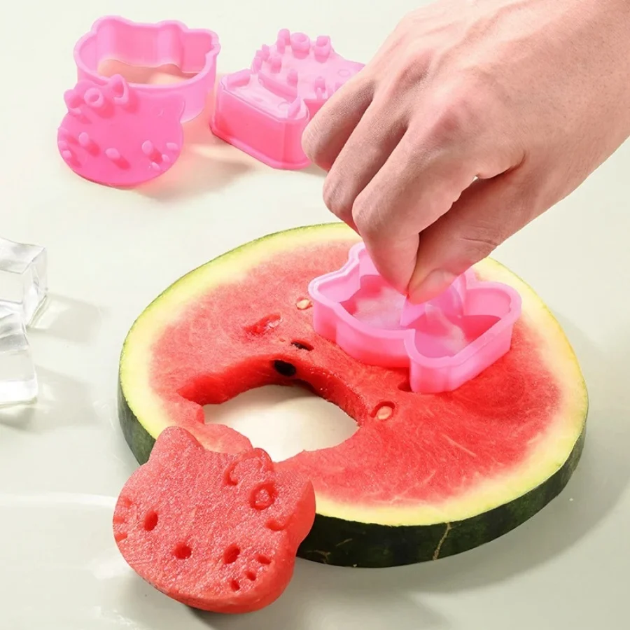 1/6 Uds Hello lindo gatito Anime fruta molde lindo PVC galleta y herramienta para dar forma a los alimentos perfecto para regalos de cumpleaños Kawaii