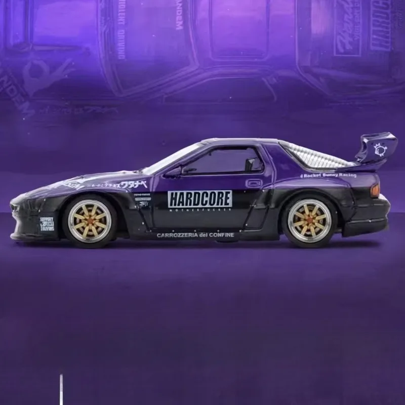Diecast INNO 1:64 Scale Mazda RX7 FC3S Rocket Rabbit Purple Alloy Car Model
