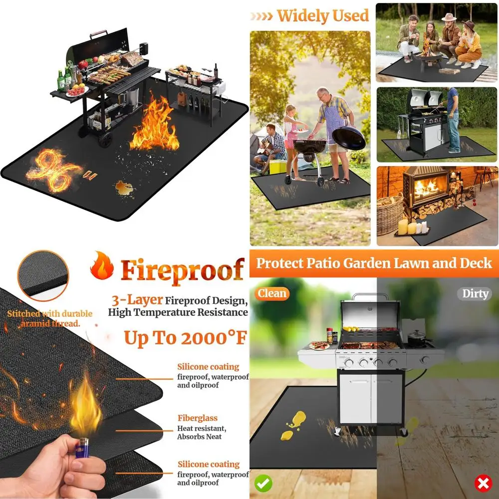 

Durable Double-Sided Grill Mat - Waterproof, Fireproof Pad for Outdoor BBQs and Indoor Fireplaces