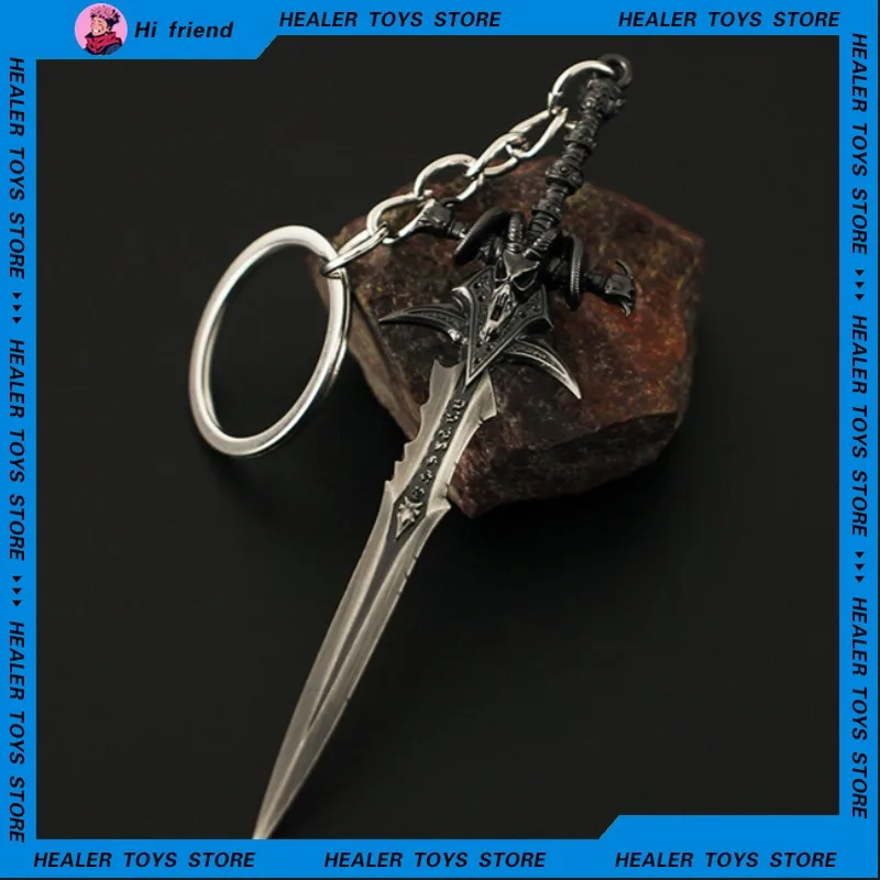 9cm World of Warcraft Frostmourne Mini Weapon Keychain Alloy Swords Game Periphera Model Metal Pendant Ornament Crafts Gift Toys