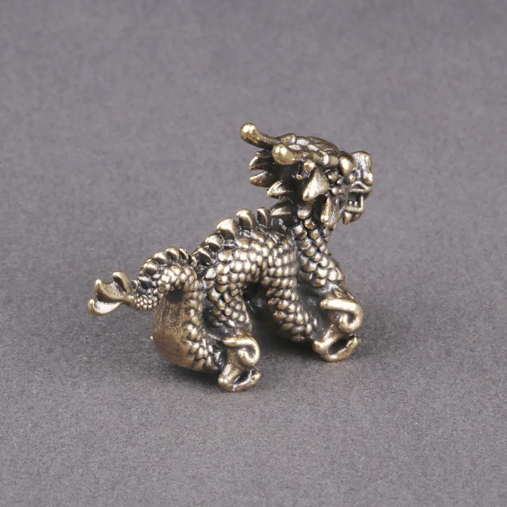 

Vintage Brass Dragon Zodiac Statue Durable Desktop Decor Animal Figure Chinese Dragon Sculpture Brass Animal Statue