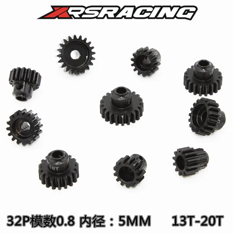 Pignone in acciaio temprato 32P 0,8 M con foro da 5 mm per ingranaggio motore per auto XRSRACING RC 13T - 20T