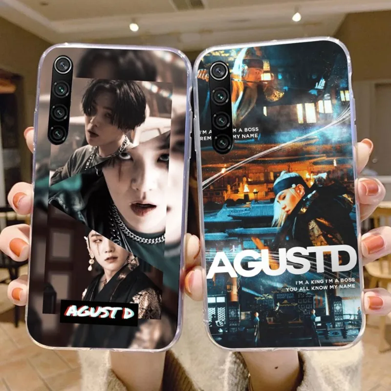 Agust D Tour Suga Rapper Phone Case for Xiaomi 12 11T 10 9 Redmi Note 11 10 10S Pro 9 9A 8 Transparent Phone Cover