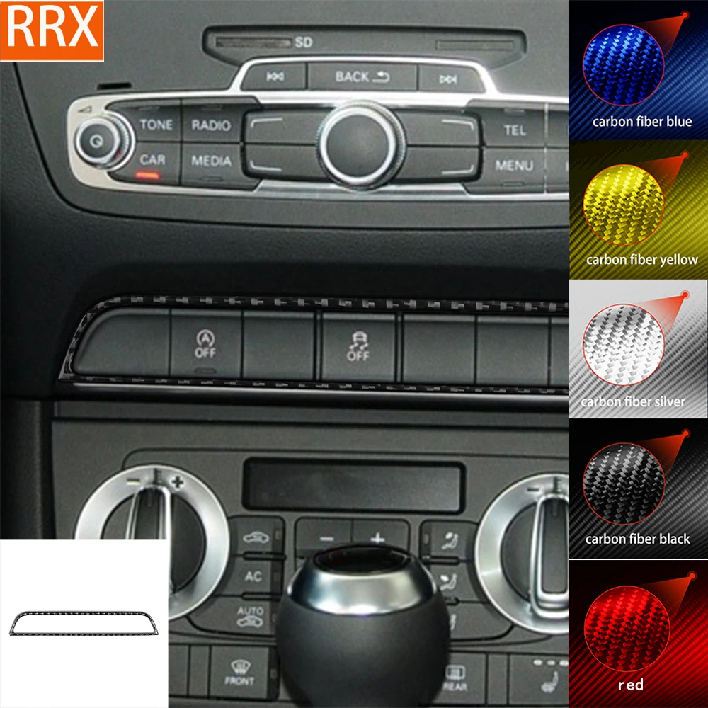 

For Audi Q3 2015 2016 2017 2018 Dashboard Radio Button Frame Tuning Cover Soft Real Carbon Sticker Car Interior Accessories