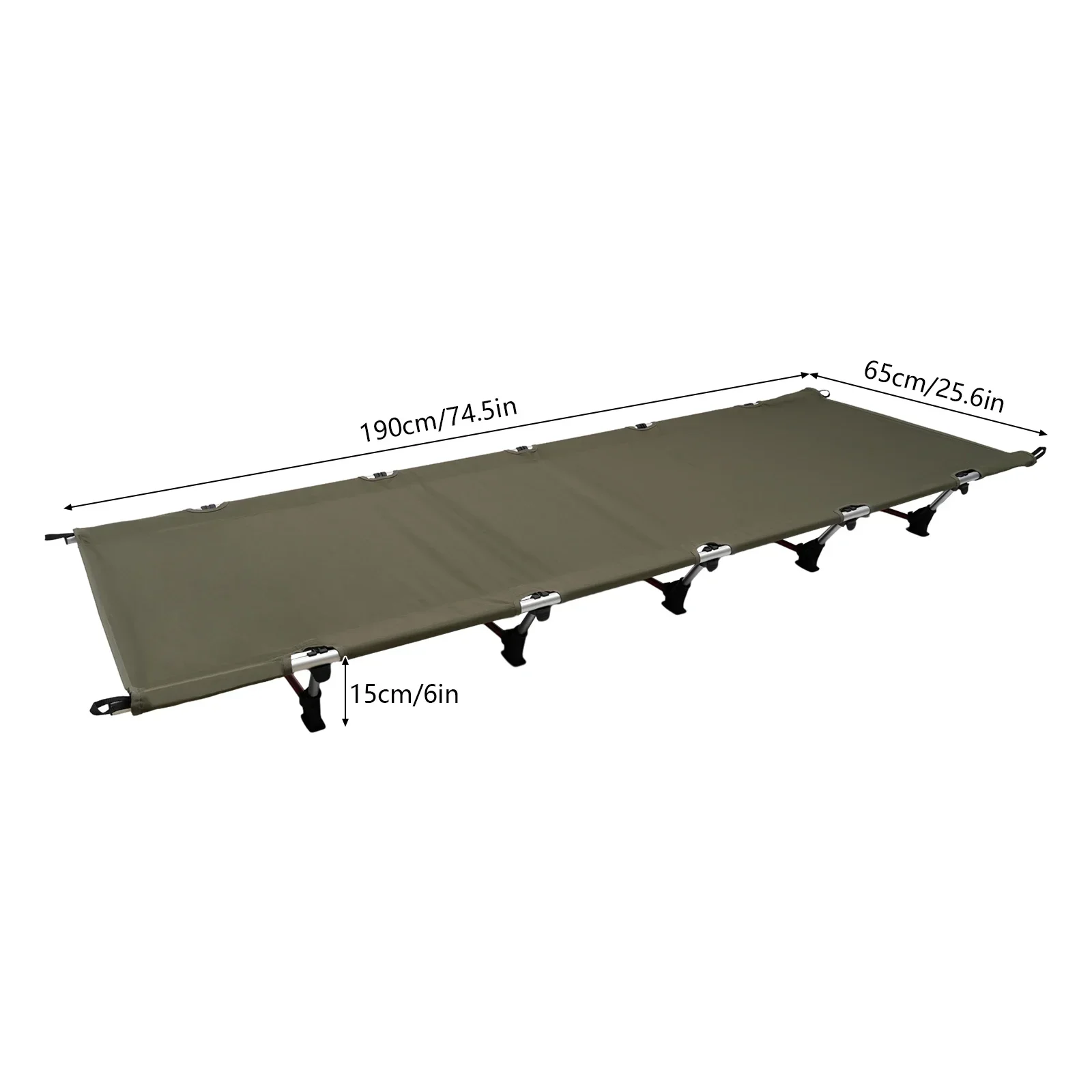 Tragbares, faltbares Campingbett aus Aluminiumlegierung (190 x 65 x 17 cm), 150 kg belastbar, für Garten, Outdoor-Aktivitäten, Wandern, Angeln, Camping