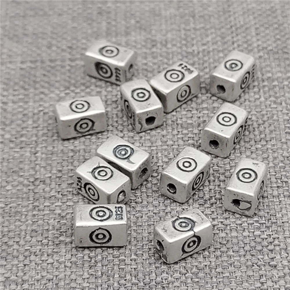 

8 Sterling Silver Oxidized Eye Barrel Beads 925 Silver Sun Rectangle Spacer