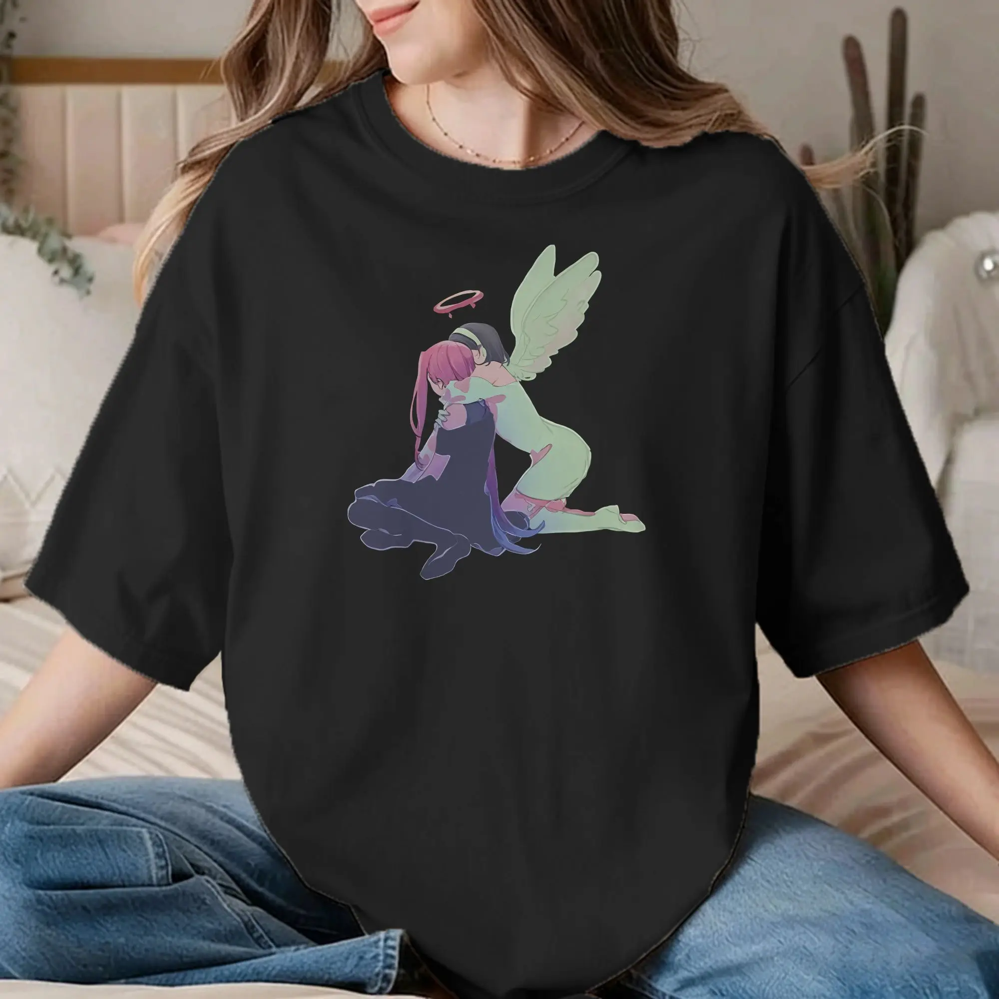 Men Women's T-Shirts Alien Stage Mizi and Sua Anime Vintage Pure Cotton Tees Short Sleeve  T Shirt Crewneck Tops Party