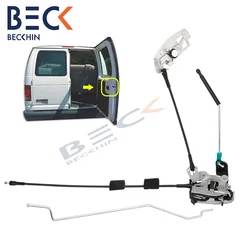 Door Latch Assembly w/Cable&Rod for Ford E150 E250 E350 Van 1992-2014, 6C2Z-15431A02-AA, Rear Right Door Lock Latch