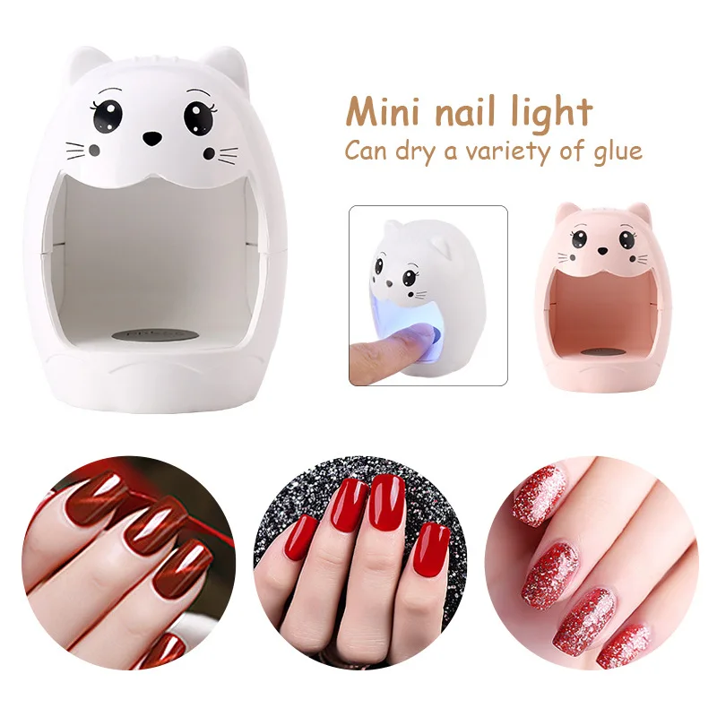 Mini Phototherapy Machine Cartoon Shaped Single Finger Nail Enhancement Light Led Quick Drying Nail Oil Glue Baking Light USB