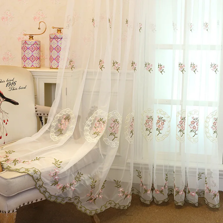 

High Quality Embroidery Semi Sheer Curtains for Living Room Window Long Tulle Bedroom Curtain Voile Party Drapes Yarn Luxury