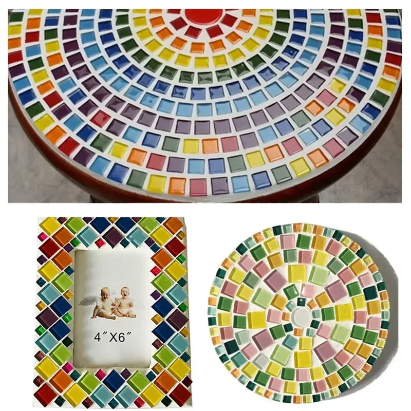 114g/4oz (aprox. Azulejos de mosaico cuadrados de vidrio, azulejos de 2cm/0,78 pulgadas, 4mm/0,16 pulgadas de espesor, para manualidades, 32 piezas