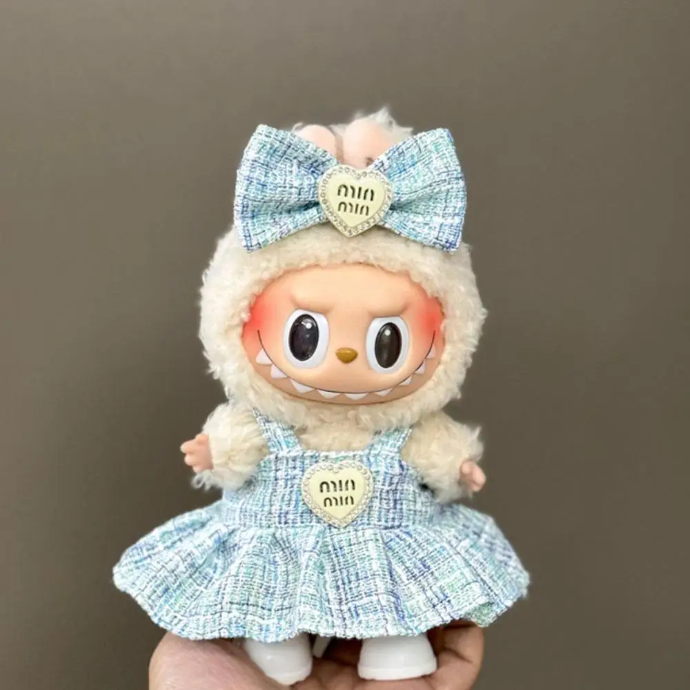 لطيف الملابس مجموعة ل 17 سنتيمتر دمية صغيرة Labubu القوس عقال فستان الزي 3.0 Labubu دمية يجلس زينة الحفلات اكسسوارات