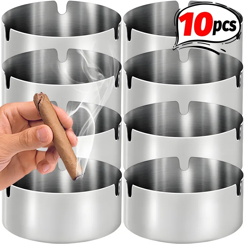 10/1 Stück Edelstahl-Aschenbecher, tragbares Zigaretten-Aschenbecher für Zuhause, Restaurant, Hotel, Bar, Tisch-Aschenbecher, leicht zu reinigen