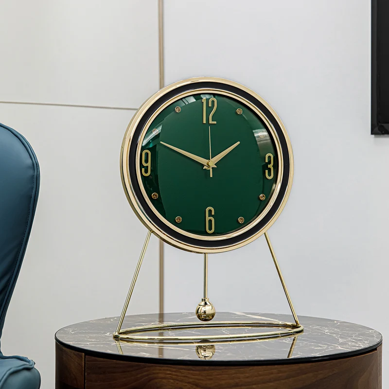 European-style Zinc Alloy Swing Table Clock Living Room Home Creative Metal Decoration Desktop Clock Tabletop Ornaments