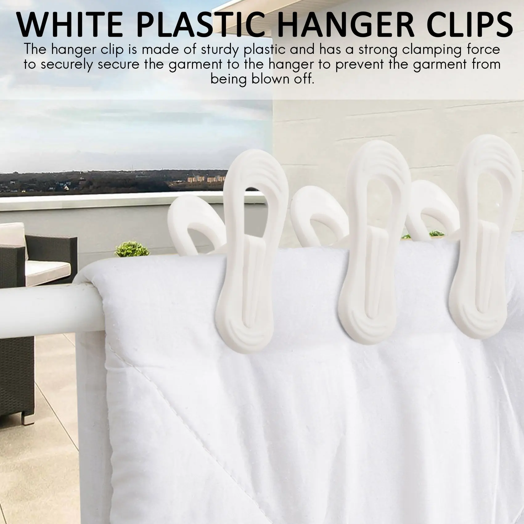 Clipes de plástico branco, clipes para uso com roupas Slim-Line, clipes de dedo, pegs de lavagem, 40pcs