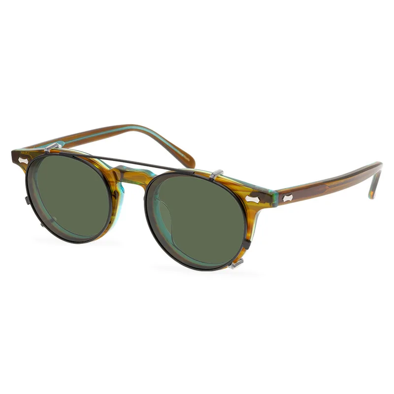 

Dual-purpose Adapter Kit Magnetic Men Sunglasses Pure Titanium Acetate Travel UV400 Handmade Personality Retro Lady Sunglasses