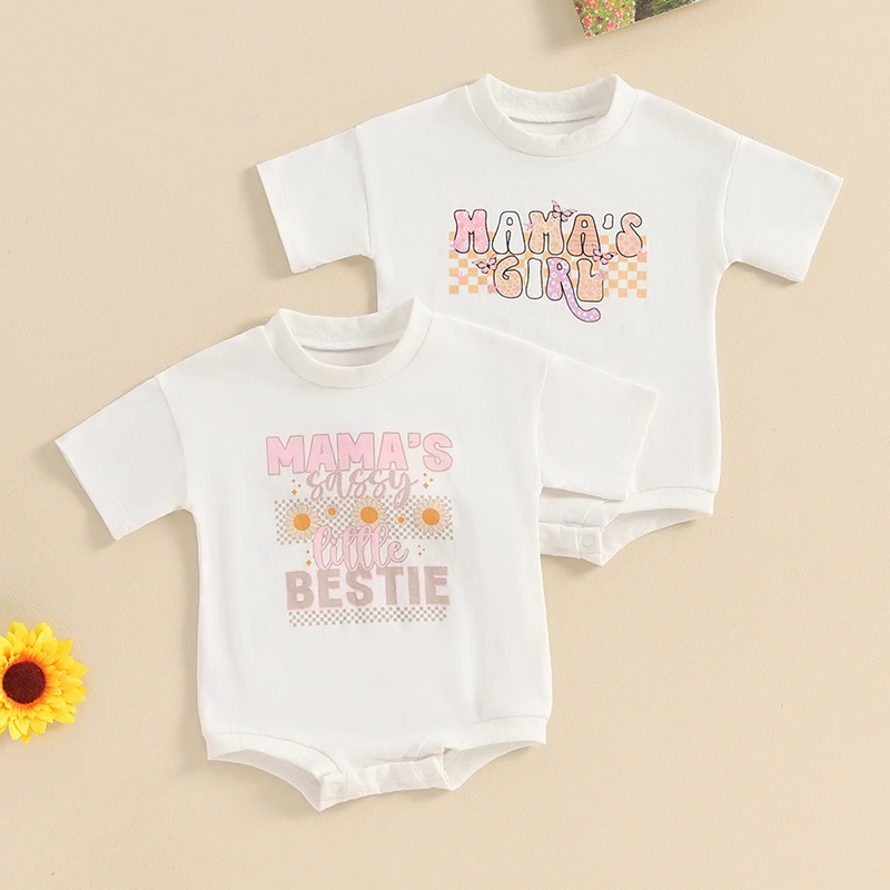 0-18Months Infant Baby Girls Summer Jumpsuit Casual Letter Print Short Sleeve Newborn Romper for Toddler Cute Clothes