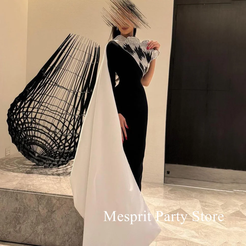 فستان سهرة عربي لحفلات الزفاف مخصص بكتف واحد وأكمام طويلة مطرز بالترتر فساتين سهره نسائي فستان حفلات رسمي