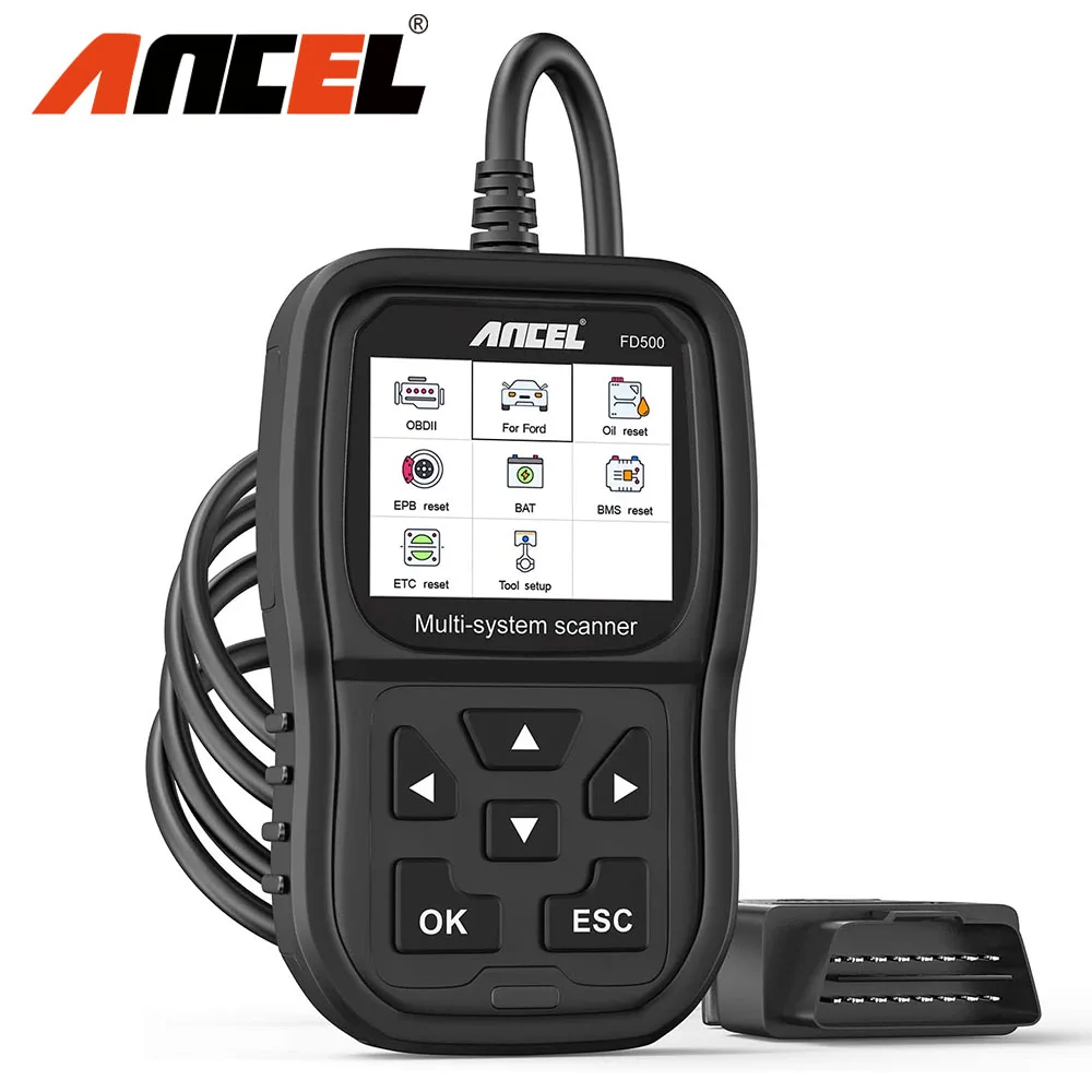 ANCEL FD500 OBD2 Scanner Full System Code Reader OBD 2 with Engine ABS SRS EPB/Throttle Oil Reset Car Diagnostic Tool for Ford