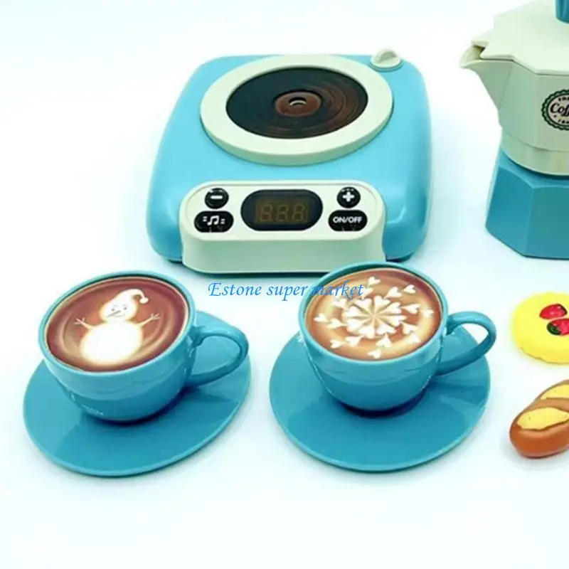 090b Kinder Spielset European Coffee Party Dessert Kaffeetasse Saucer Löffel Pot Set