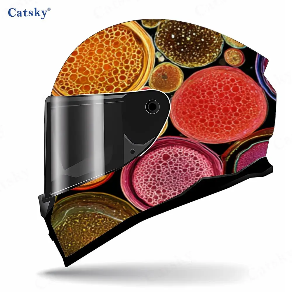 Etiqueta engomada impermeable autoadhesiva del casco de la motocicleta del material del PVC del patrón circular, pega firmemente y no caiga, impermeable y w