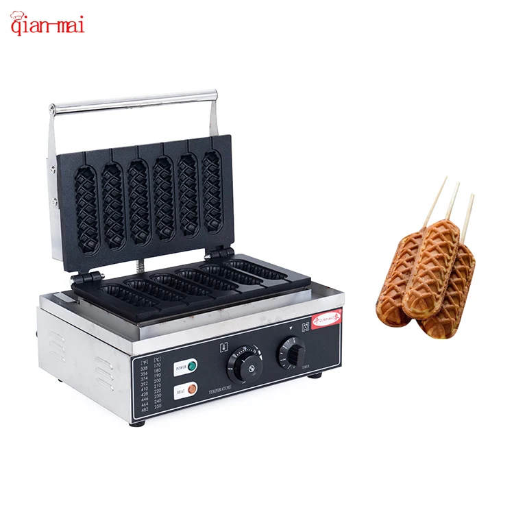 

Customized Non-Stick 6 Pcs Corn Dog Waffle Maker Commercial Electric Type Stick Waffle Maker Machine
