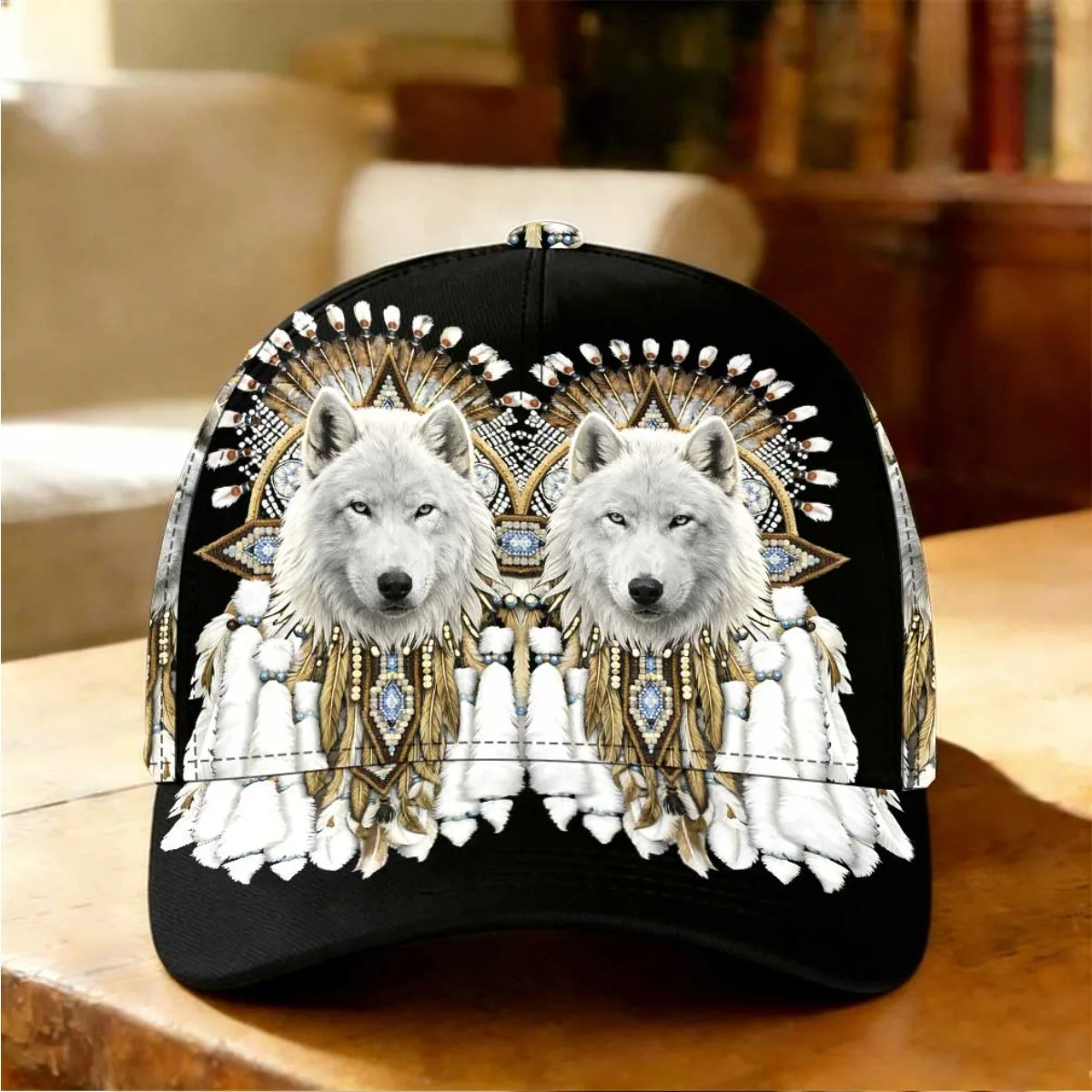 1pc Twin Wolf Spirit Baseball Cap Suitable for Everyday Use a Patterned Cap Perfect for Mother'S Day Gifts