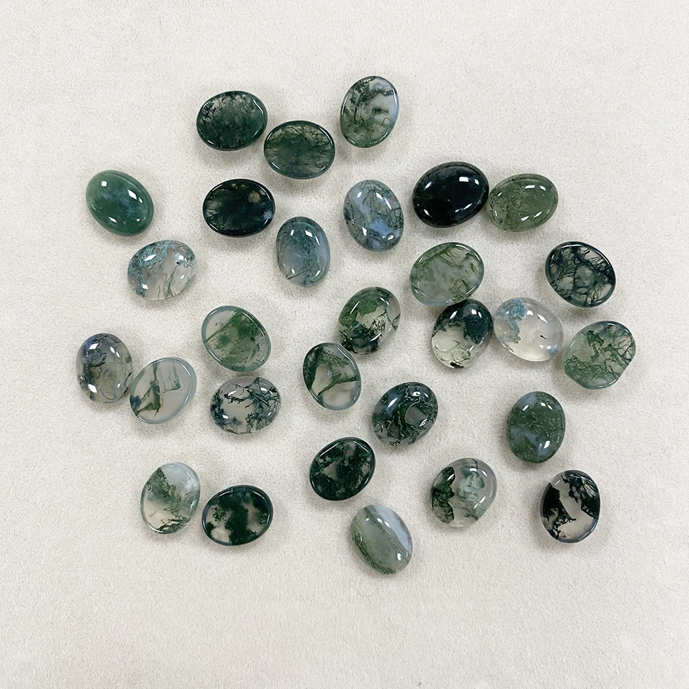 Factory Wholesale Natural Aquatic Agate Cabochon Dendritic Moss Agate Green Crystal Gemstone for Ring Earring Jewelry Making - Image 2