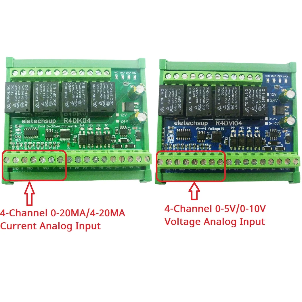 Módulo de entrada ModBus, adquisición de cantidad analógica Digital, valor de conmutación, voltaje de corriente 4-20MA 0-5V 0-10V 4AI 4DI 4DO