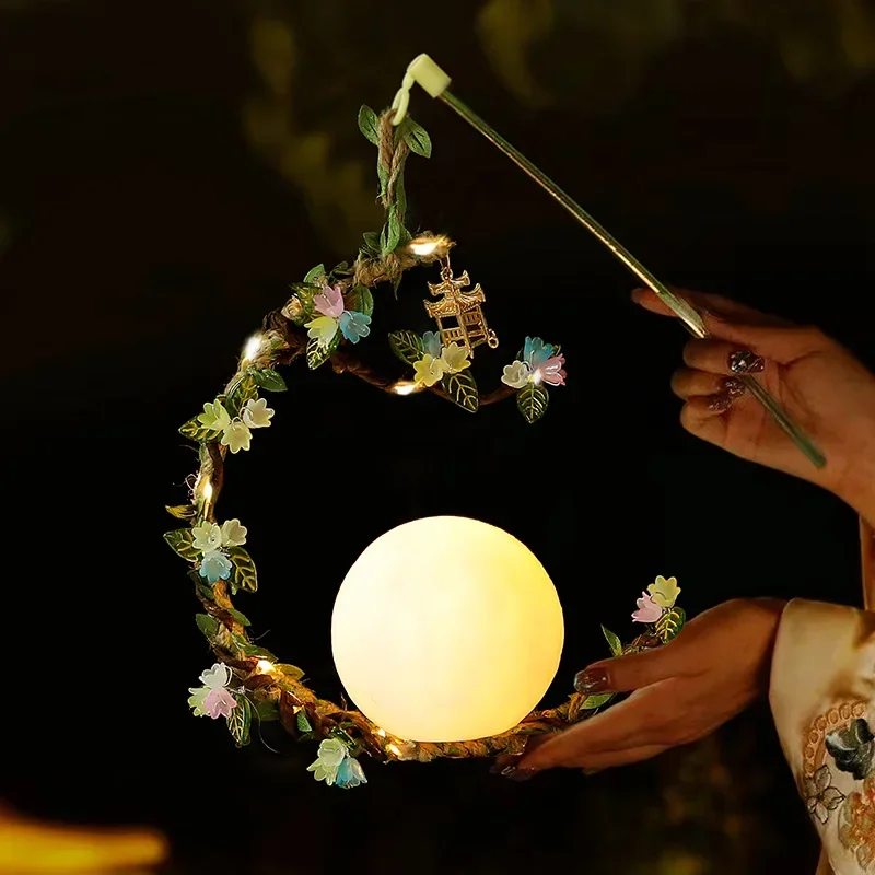 Mid-Autumn Festival Lantern 2024 New Children's Portable Flower Lamp Handmade DIY Palace Lamp Antique Scene Arrangement Gifts