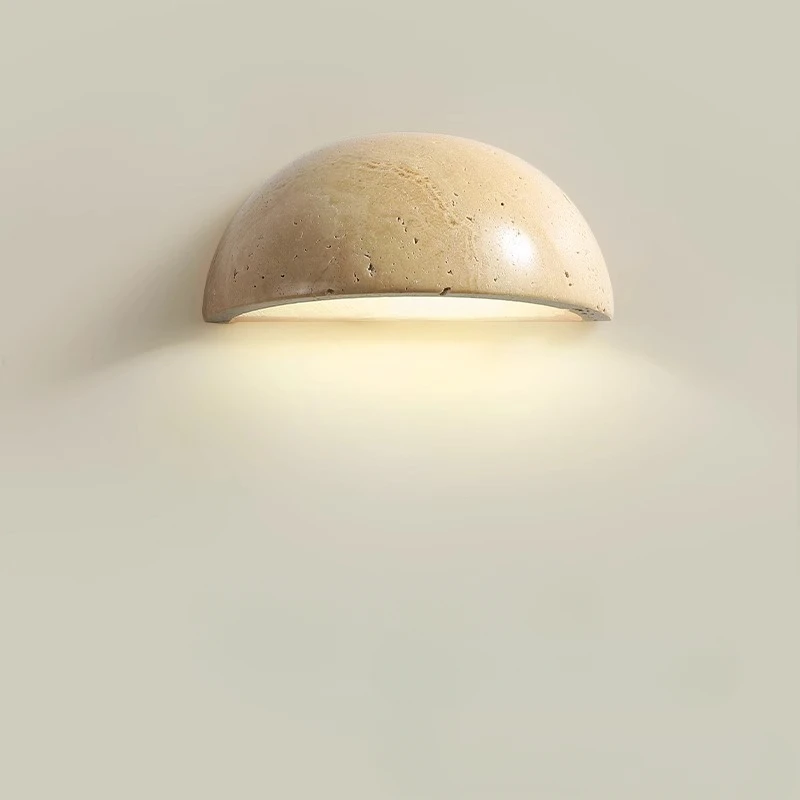 

style yellow cave stone bedroom bedside lamp with Nordic design sense, semi-circular living room corridor background wall lamp