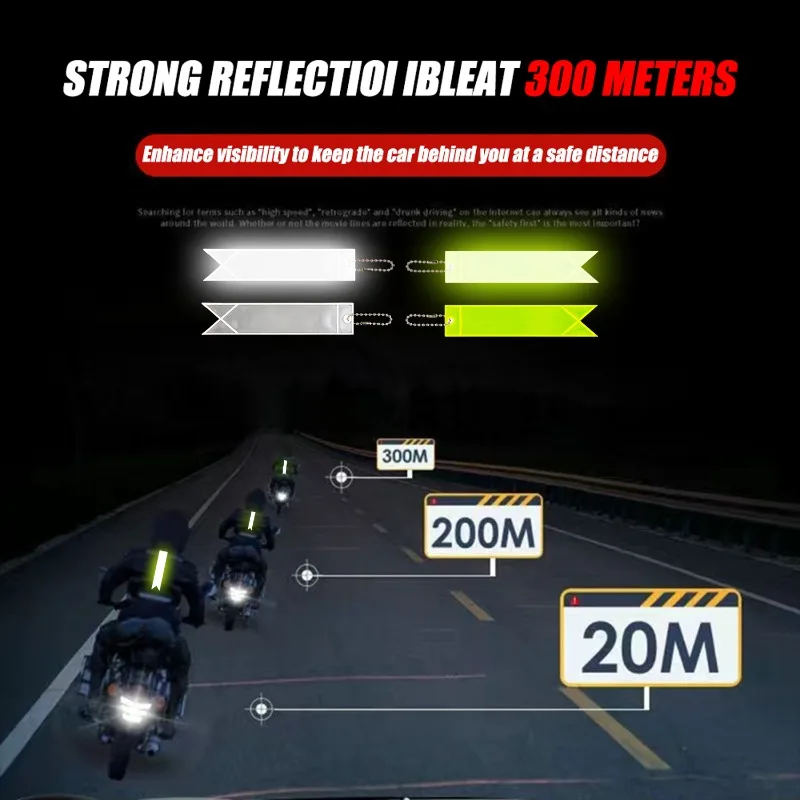 High Visibility Reflective Safety Tag For Bicycle Backpack School Bag Night Cycling Warning Strip Hanger Keyring Pendant Strap