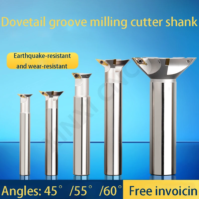 

Dovetail milling cutter, V-shaped groove cutter, YW45° 55, 60-degree machining center, dovetail groove milling cutter rod, pigeo