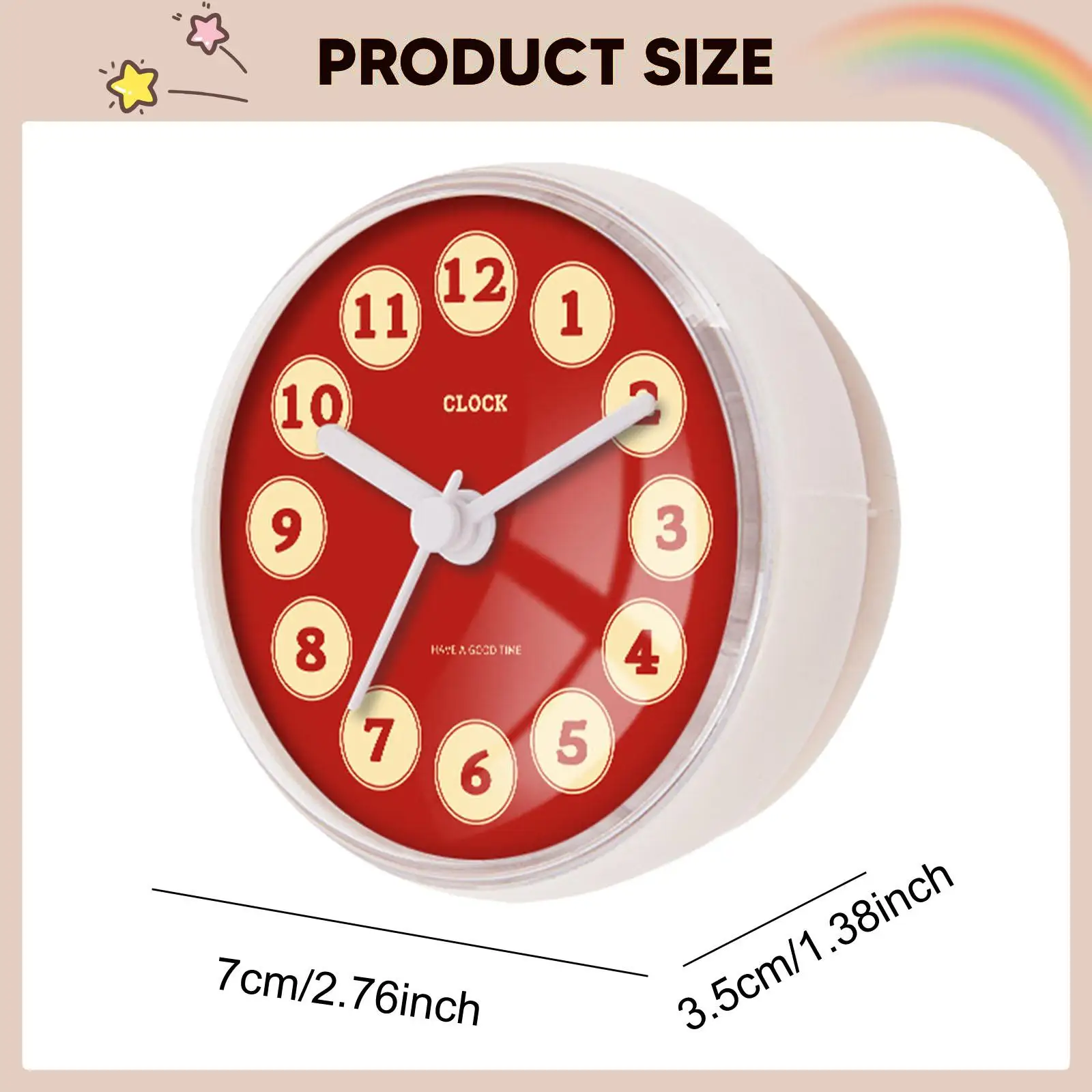 Waterproof Bathroom Clock Fog Resistant Suction Wall Clock for Kitchen Pool Mirror Shower Enclosure