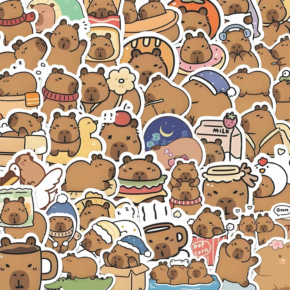 10/30/54 個かわいい面白い動物カピバラステッカー漫画落書きデカール DIY 水筒スーツケース電話バイクステッカーおもちゃギフト