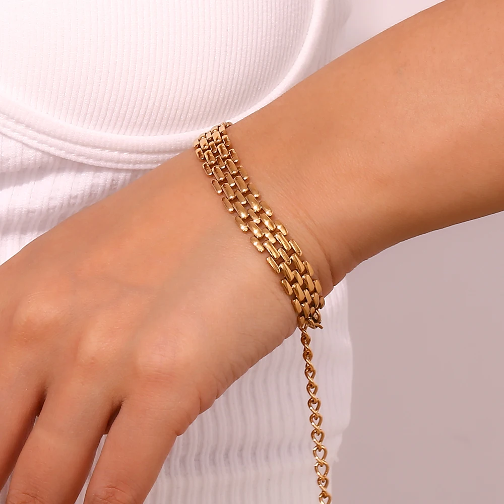 E.B.belle Neues Uhrenarmband, Kettenarmband, Halskette, 18 Karat vergoldeter Schmuck, 316L-Edelstahl-Armband für Damen-Accessoires – Detail 9