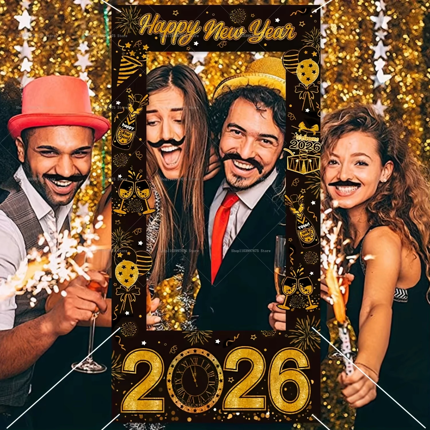 سنة جديدة سعيدة كابينة تصوير الإطار الدعائم 2026 سنة زينة الحفلات استوديو التصوير الدعائم لوازم الحفلات هدايا المهرجان